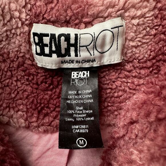 Beach Riot Laurie Buffalo Check Plaid Sherpa Berry Shacket Shirt Jacket M - Picture 7 of 7